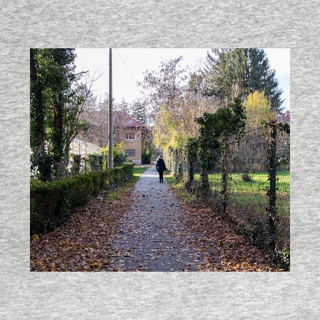 Girl walking in distance in a park on a sunny day by KargacinArt